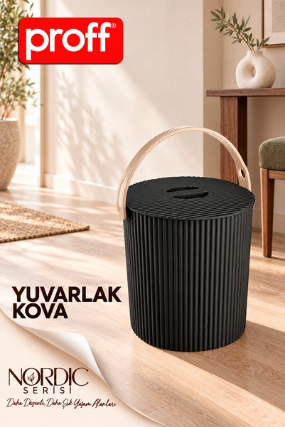 Proff Rainbow Nordic Serisi Çok Amaçlı Yuvarlak Kova - Düzenleyici Kapaklı Oy...
