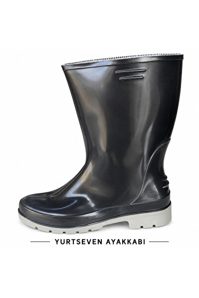 MAYALAR Yurtseven Şah Kısa Çizme Astarlı Su Geçirmez Yağmur Çizmesi İş Çizmes...