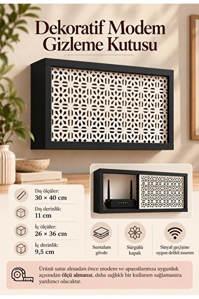 SILAYN Duvara Asılabilir Dekoratif Modem-Wifi ve Sigorta Saklama Kutusu 30x40...