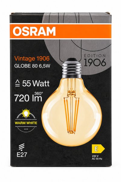 Osram Vintage 1906 Globe 80 Gold Filament Ampul 6.5W 720 Lümen 2700K E27 Sarı...