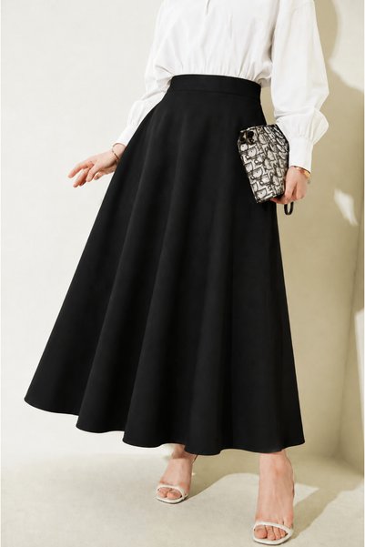 Hepsi Moda Flared Skirt - Hpm - Black