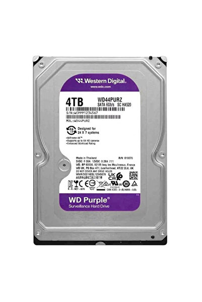 Wd Purple WD44PURZ 4Tb 3.5 Sata3 5400RPM 128MB 7/24 Güvenlik Diski