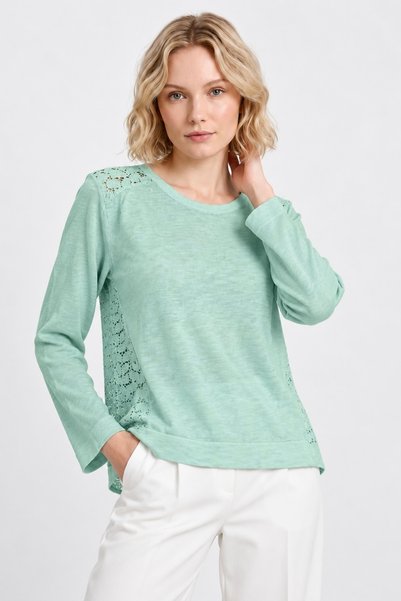 lamea Women's Crew Neck Lace Back Detailed Knit Sweater