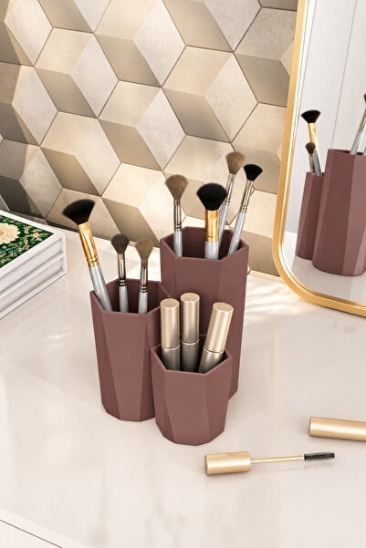DOVİHOME Sandy Makeup and Cosmetic Organizer Brush Holder Claret Red