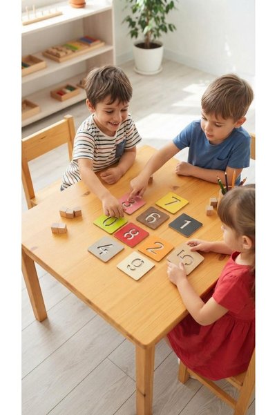 samsunlazer Wooden Colorful Number Stencils 6 cm 10 Different Colors Educational Tutorial Montessori Toy Nursery Kindergarten