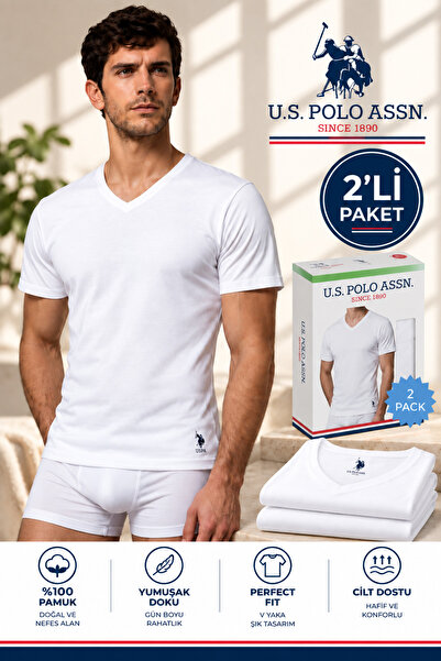 U.S. Polo Assn. Men'S, Licensed, Uspa, 100% Cotton, V-Neck Undershirt, Short ...