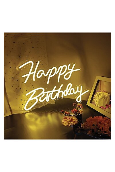 OEM Lampă LED Neon Alb Cald "Happy Birthday" 40,8x29,5cm, Decor de Aniversare