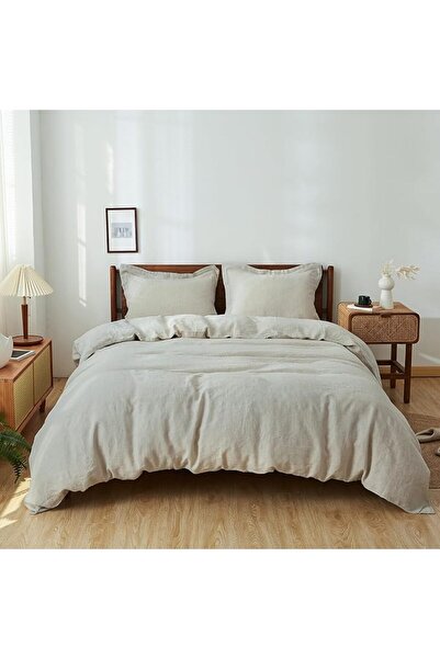 Simple&Opulence طقم غطاء لحاف مزدوج من 3 قطع، 100% كتان يشبه القطن المغسول، 2...
