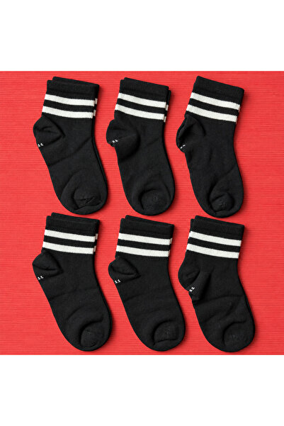 İncili Tekstil Girl'S/Boy's Set of 6 Black College Striped Seamless Socks |  ...