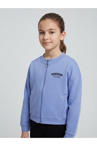 MODA NAZAN Girl's 2-Threaded Zippered Sweatshirt, 100% Cotton