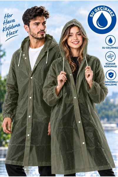 NEFFO Unisex Su Geçirmez Kapüşonlu Yağmurluk, Hafif ve Katlanabilir Yağmur Pa...