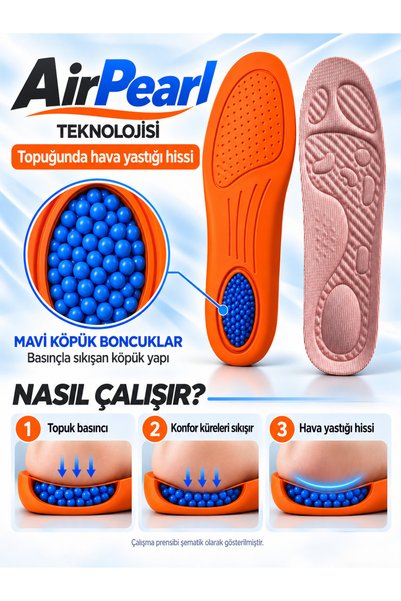 MK MAKERS AirPearl Teknolojili Topuk Destekli Gri Tabanlık Köpük Boncuklu Tab...