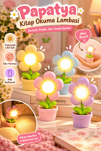 House Bird Papatya Şekilli Mini LED Kitap Okuma Lambası Sayfa Işığı Gece Lamb...
