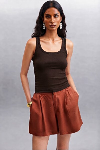 Trend Marfa Ribbed Ribbed Look Slim Fit Body-Fitting Cotton Basic Blouse Unde...