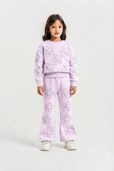 ARBİ kids Set dublu pentru fete, cu perle și detalii florale, cu trei fire, b...