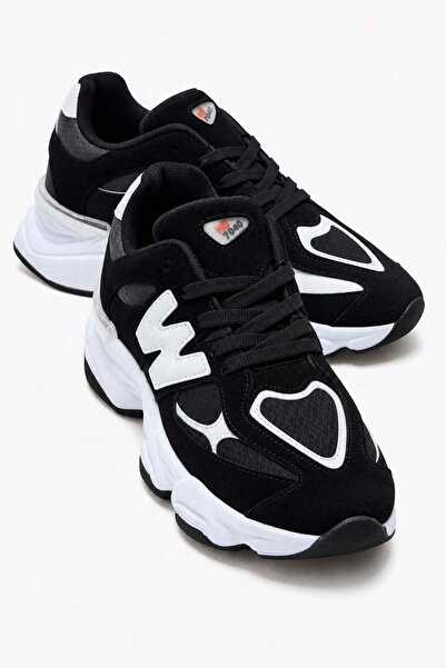 CCWAY AYAKKABI W-Li Connected Piece Leather Women's Sports Shoes Black White