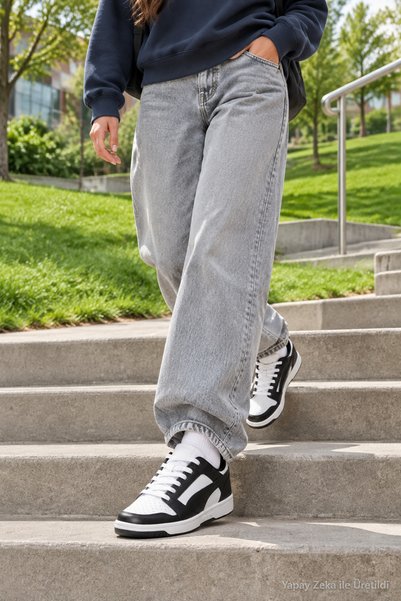 Puma RB-9385 Unisexs Siyah Beyaz Günlük Sneaker Anatomik Taban Comfort Spor A...