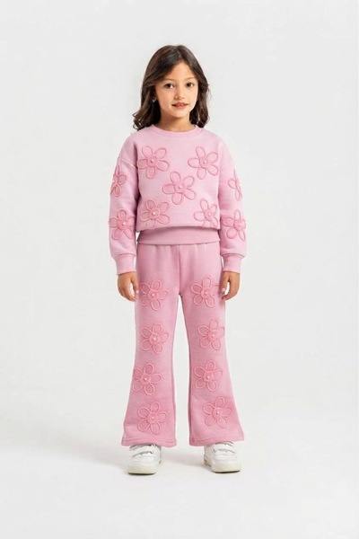 ARBİ kids Set dublu pentru fete, cu perle și detalii florale, cu trei fire, b...
