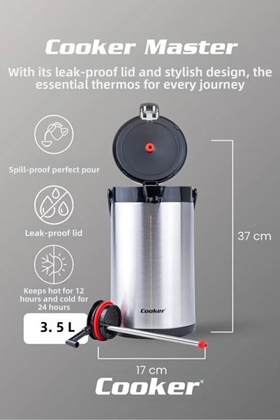 elif aksesuar 3.5 Liter Stainless Steel Thermos Black