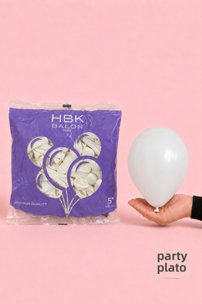 HBK Balon بالون أبيض باستيل من HBK مقاس 5 بوصات 100 قطعة، بالون صغير لتزيين ح...