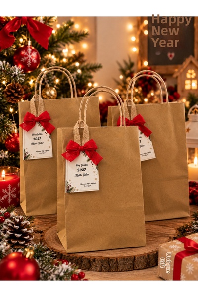 NeşeliAtölyem Mini Paper Bag with Handle 18 Cmx8 cm X24 cm (10 Pieces) (Paper...