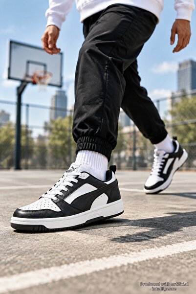 Puma Rb-6619 Unisexs Black and White Daily Sneaker Anatomical Sole Comfort Sp...