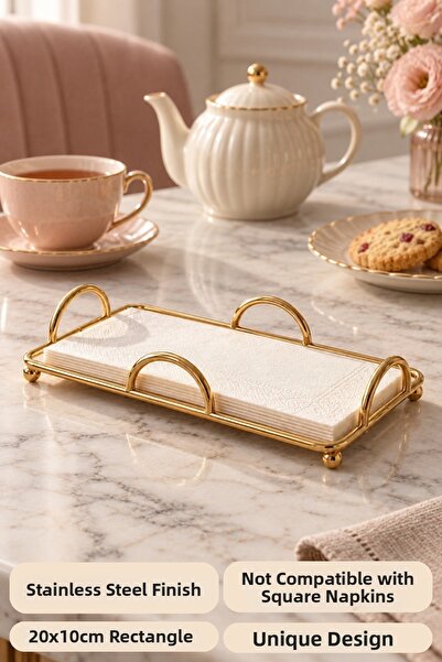 mba decor metal bending art Riva Model Gold Rectangular Napkin Holder 20,5X10...