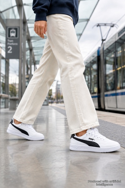Puma CR-1842 Adidași sneakers de zi cu zi pentru femei, albi și negri, cu tal...