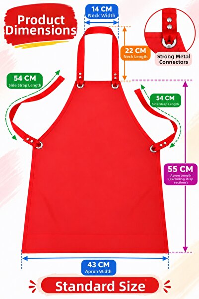 hak-iş oyuncak Red Leather Children's Apron – Standard Size – for Painting, Coloring, and Craft Activities