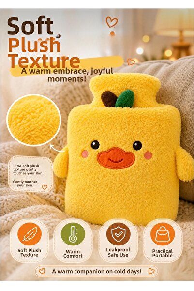 MİMOZA PARK Yellow Chick Plush Hot Water Bag with Soft Cover Thermofor 1 Liter