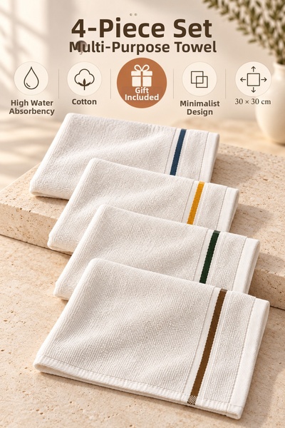 TEXTİLES MAGİC LAMP 100% Cotton 30X30 cm Kitchen Towel Set of 4 Soft Textured...