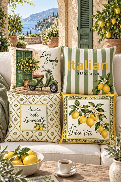 Daniel Home Design غطاء وسادة منقوش بنمط ليمون إيطالي بيزينسي |   مجموعة مكون...