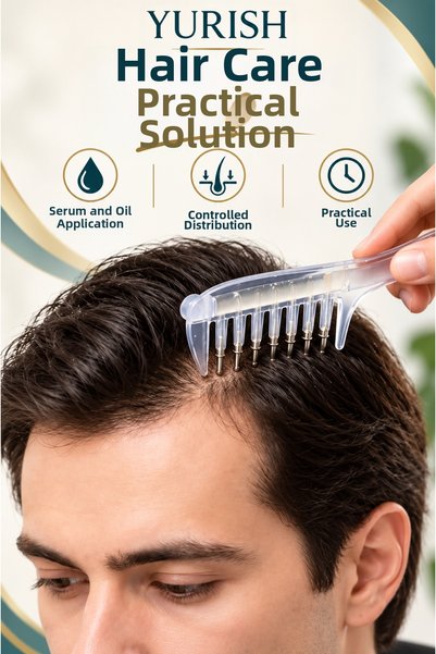 YURISH Hair Scalp Serum and Oil Application Comb with Massage Head and Transparent Container
