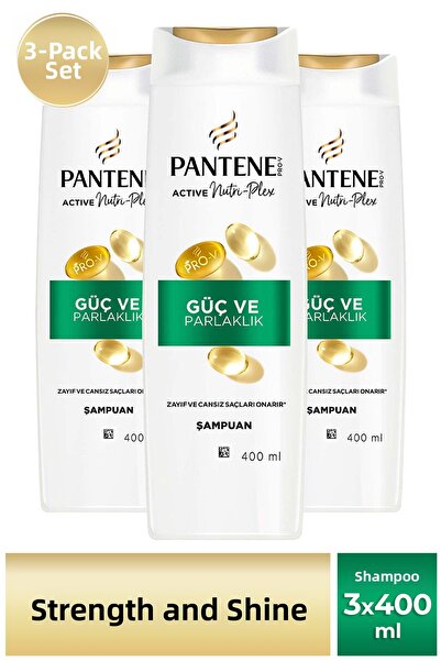 Pantene برو-في شامبو للقوة واللمعان، للشعر الجاف والخامل 400 مل × 3 قطع