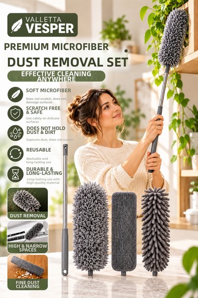valletta Vesper 5-Piece Premium Microfiber Dusting Set – Washable Multi-Purpo...