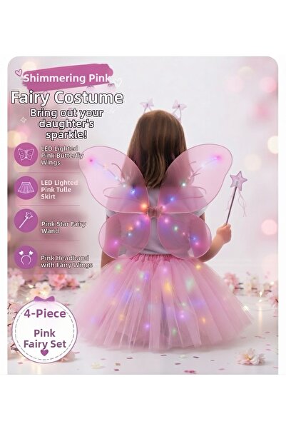 GOLDCENTER Costum de zână fluture cu LED-uri |   SET FLUTĂRĂNĂ ȘI FUSTĂ TUTU