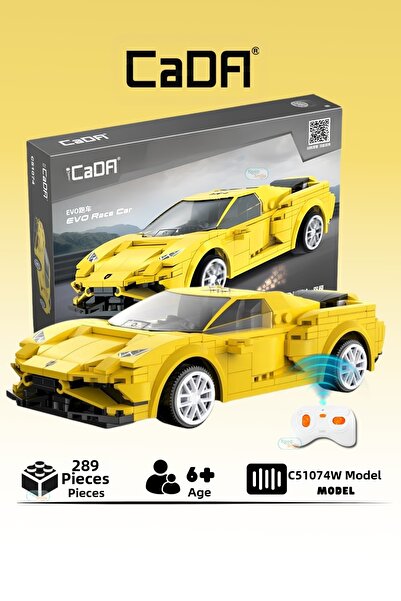 cada Evo Yellow Race Car with 289 Pieces Blocks 2.4Ghz Remote Control - Bluet...