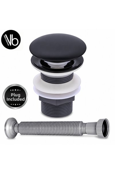 vb vitrinbanyo Sink Siphon Head Black Push-Open System Sink Center Drain Bell...