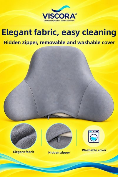 VISCORA Visco Orthopedic Lumbar Support Pillow – Ergonomic Lumbar Cushion for Car, Office Chair, and Home