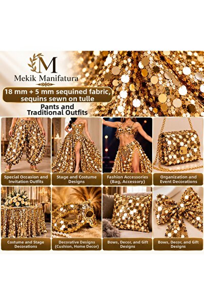MEKİK MANİFATURA Țesătură cu paiete de 18 mm și 5 mm