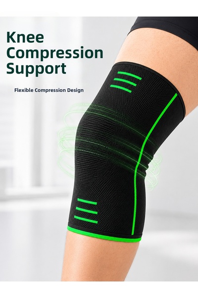 Lisinya Black Green Knee Support Sports Knee Brace with Flexible Knitted Fabr...