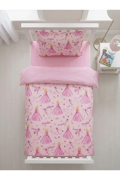 MORRİVAL Single Size 120X200 Fitted Sheet Bedding Set, 155X230 Zippered Duvet Cover, Children's Version Princess-Car-Offroad 3-Piece Bedding Set