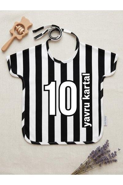 Moje Black-White Striped "Baby Eagle" Baby Food Bib Number 10 (Outlet Product...