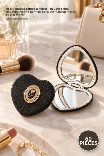Yenilig 60 Pieces Round Heart-Shaped Pocket Mirror – Double-Sided (Zooming an...