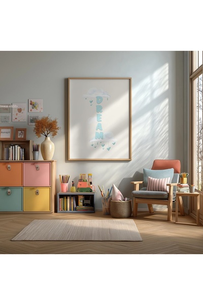 KEYFHOME Dream Mavi Scris în jurul ramă MDF Tablou Poster Baby Room Decor de ...