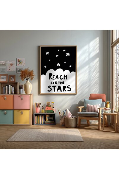 KEYFHOME Reach For The Stars Poster cu tablou MDF cu cadru scris pentru camer...