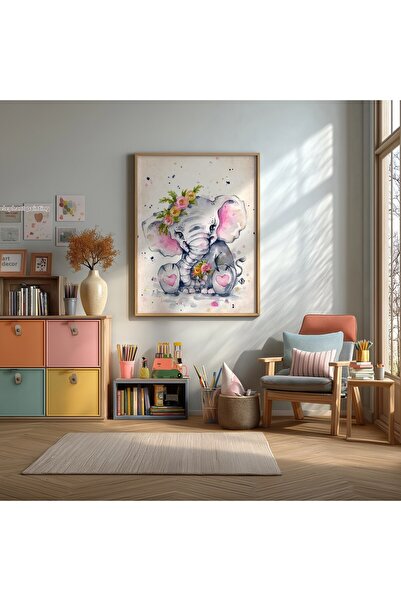 KEYFHOME Cadru de elefant dulce cu MDF, poster, decor de perete pentru camera...