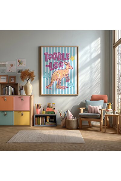 KEYFHOME Toodle Loo Kangaroo Tablou MDF înrămat Poster pentru camera copiilor...