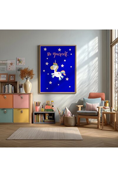 KEYFHOME Fii tine Unicorn înrămat MDF Tablou Poster Cadou pentru decor de per...