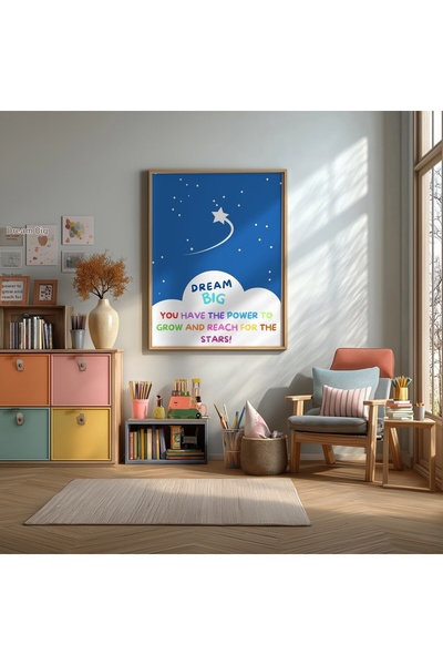 KEYFHOME Dream Big Kayan Yıldız Motivație Încadrat MDF Tablou Poster Copii Ca...